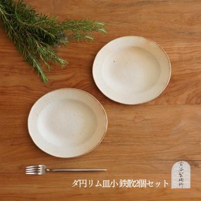 ふるさと納税 甲賀市 信楽焼 だ円リム皿(小) 鉄散 2枚セット[古谷製陶所]