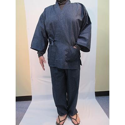 ふるさと納税 田原本町 男性用紳士作務衣(紬織無地) 紺地 M