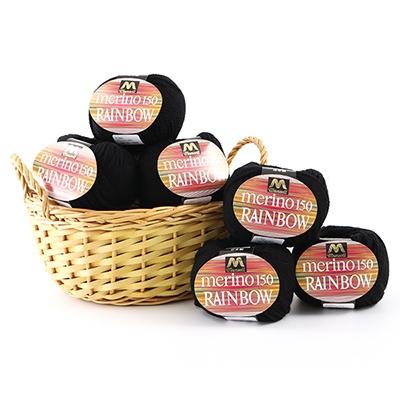 ふるさと納税 江南市 マンセルメリノレインボウ(並太) 150番色(黒) 10玉セット