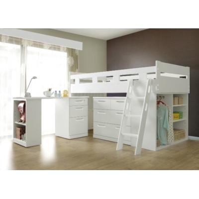 ふるさと納税 大川市 大川家具 システムベッド ハイジ<引手>(ベッド、袖付デスク、チェスト、シェルフ)