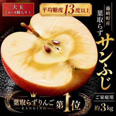 ふるさと納税 藤崎町 葉とらずサンふじ 大玉 約3kg(6〜8玉) ご家庭用りんご(訳あり) 青森県産リンゴ 青森林檎