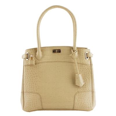 ふるさと納税 御代田町 [濱野皮革工藝のクロコクラッシーアーバントートバッグミニ]特別感のあるバッグです。(バニラベージュ)