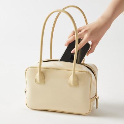 ふるさと納税 御代田町 [濱野皮革工藝のセレブミニボストンバッグ]華やかなかわいらしいボストンバッグです。(クリーム)