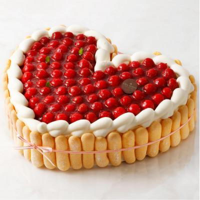 ふるさと納税 長野市 洋菓子店カサミンゴーの高級洋菓子 特注ハート型シュス木苺レアチーズケーキ30cm