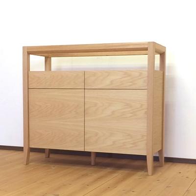 ふるさと納税 大川市 ガラストップリビングボード 90cm(オーク材・オイルフィニッシュ)mufactory