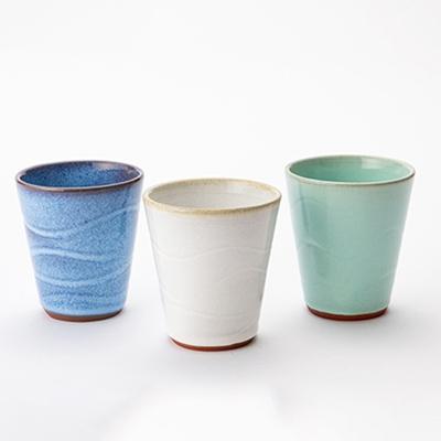 ふるさと納税 新庄市 伝統工芸「新庄東山焼」フリーカップ3色セット