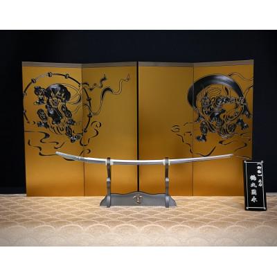 ふるさと納税 魚沼市 精密屏風『風神雷神図屏風』(金) 金属を削り込ん