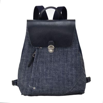 ふるさと納税 豊岡市 豊岡鞄 井原デニム×TOYOOKAKABAN ヘリンボーンリュック ネイビー