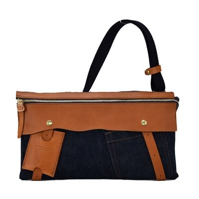 ふるさと納税 豊岡市 豊岡鞄 井原デニムxTOYOOKAKABAN クラッチショルダー ネイビー