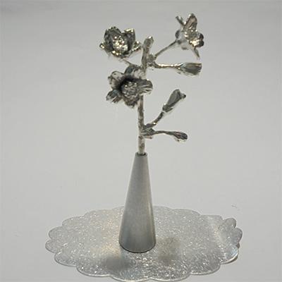 ふるさと納税 高岡市 錫花と小さな花器プチフルール&amp;バーズセット シルバーカラー(サクラ)