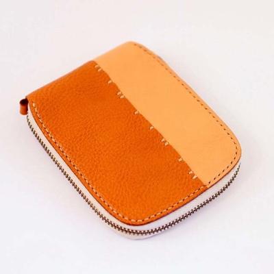 ふるさと納税 七尾市 [本革]丸いお財布/ナチュラル×キャメル