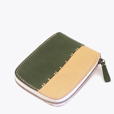 ふるさと納税 七尾市 [本革]丸いお財布/ナチュラル×オリーブ