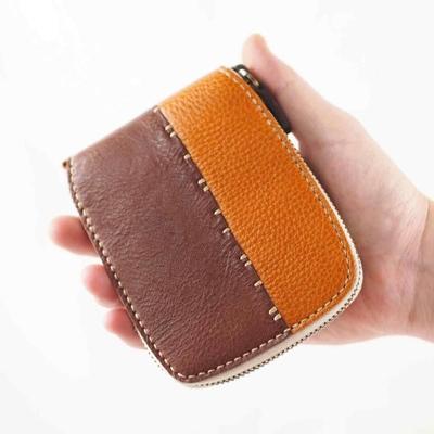 ふるさと納税 七尾市 [本革]丸いお財布/キャメル×チョコ