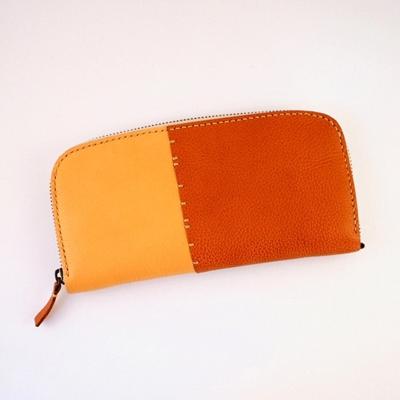 ふるさと納税 七尾市 [本革]ラウンドファスナー長財布/ナチュラル×キャメル/ハンドメイド