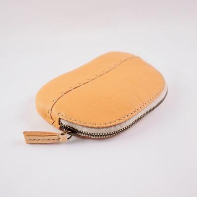 ふるさと納税 七尾市 [本革]そら豆の小銭入れ/ナチュラル/ハンドメイド