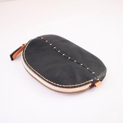 ふるさと納税 七尾市 [本革]そら豆の小銭入れ/ネイビー/ハンドメイド