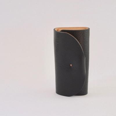 ふるさと納税 七尾市 [本革]キーケース/4連キーリング付/ブラック/ハンドメイド