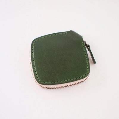 ふるさと納税 七尾市 [本革]小銭だけ入れ/グリーン/ハンドメイド