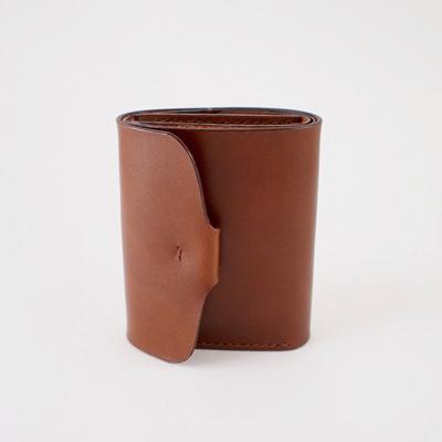 ふるさと納税 七尾市 [本革]折りたたみ財布/チョコ/ハンドメイド
