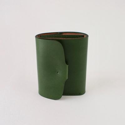 ふるさと納税 七尾市 [本革]折りたたみ財布/グリーン/ハンドメイド