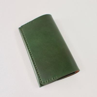 ふるさと納税 七尾市 [本革]名刺入れ/グリーン/ハンドメイド