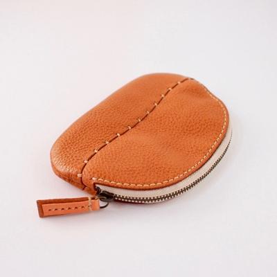 ふるさと納税 七尾市 [本革]そら豆の小銭入れ/キャメル/ハンドメイド