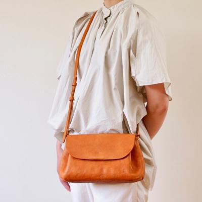 ふるさと納税 七尾市 [本革]ショルダーバッグ/キャメル/ハンドメイド