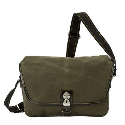 ふるさと納税 豊岡市 豊岡鞄 直帆布Lショルダー (ブラックカーキ)