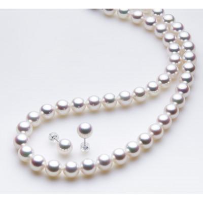 ふるさと納税 長崎市 7.5-8.0mmフォーマル アコヤ真珠ネックレスとピアスセット