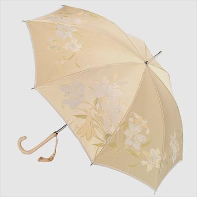 ふるさと納税 富士河口湖町 槙田商店【晴雨兼用】長傘 ”絵おり” 百合:ベージュの画像