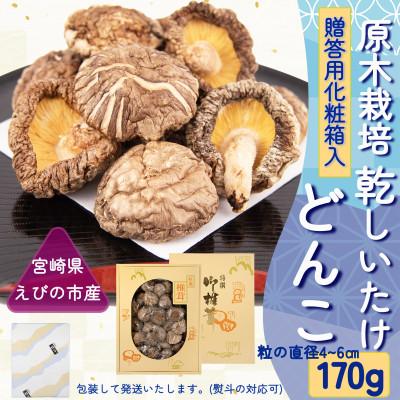 ふるさと納税 えびの市 宮崎県えびの市産 原木栽培乾しいたけ どんこ 170g 贈答用化粧箱入り 包装配送