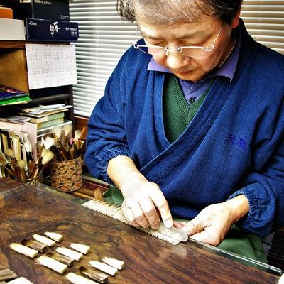 ふるさと納税 杵築市 筆工房楽々堂の水墨画筆 大小2本セットCの画像