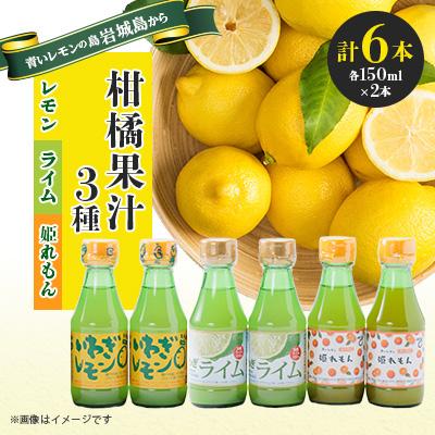 ふるさと納税 上島町 果汁3種(レモン・ライム・姫レモン)セットA 計6本