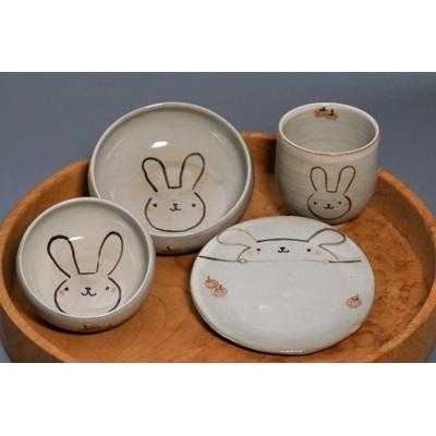 ふるさと納税 東峰村 小石原焼 圭秀窯 子ども食器(ウサギ)