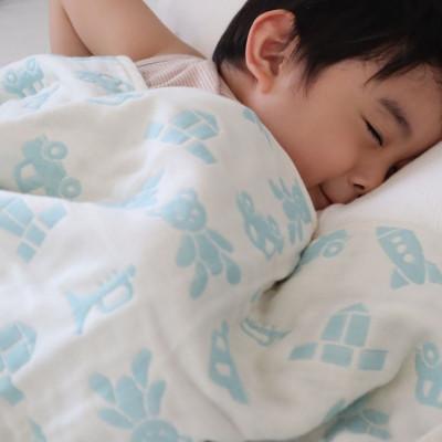 ふるさと納税 泉佐野市 【babybear】泉州南部織/多重ガーゼケット&タオルセット(ブルー)G1974_1