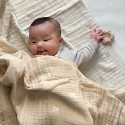 ふるさと納税 泉佐野市 【babybear】泉州南部織/多重ガーゼケット&タオルセット(ベージュ) G1975_2