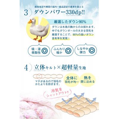 ふるさと納税 河合町 羽毛布団セミダブル掛け布団日本製ダウン90%1.2kg立体スクエアキルト8か所ループ付き無地クリームの画像