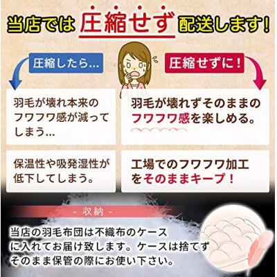 ふるさと納税 河合町 羽毛布団セミダブル掛け布団日本製ダウン90%1.2kg立体スクエアキルト8か所ループ付き無地クリームの画像