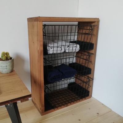 ふるさと納税 守口市 大きなワイヤーバスケットを使ったコンパクトシェルフ ナチュラル W約470×H約650×D約200