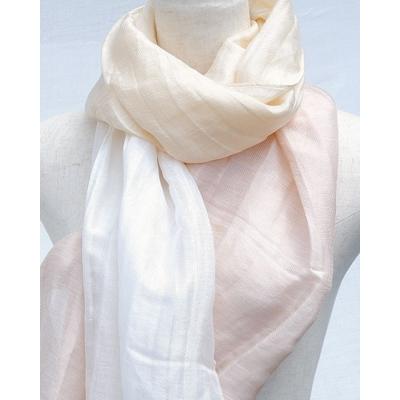 ふるさと納税 富士河口湖町 郡内織物「富士桜工房」リネン×シルク通気性に優れたストール「さらつや」ピンクベージュ