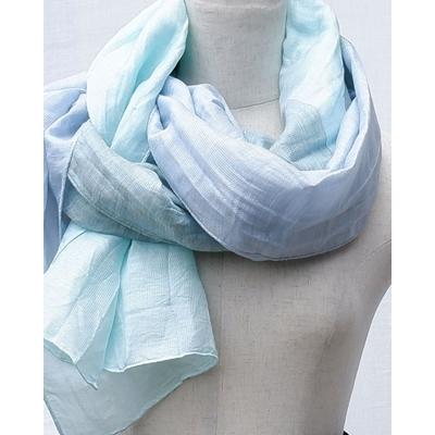 ふるさと納税 富士河口湖町 郡内織物「富士桜工房」リネン×シルク通気性に優れたストール「さらつや」ミントブルー