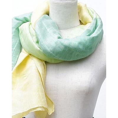 ふるさと納税 富士河口湖町 郡内織物「富士桜工房」リネン×シルク通気性に優れたストール「さらつや」ライム