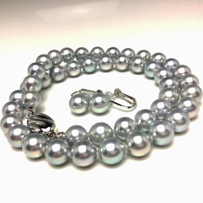 ふるさと納税 志摩市 アコヤ真珠ネックレス・イヤリングセット 8.0〜8.5ミリ ブルーグレー系 鑑別書付き