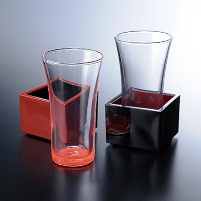 ふるさと納税 海南市 紀州漆器 ぬりもん de Verre 一口グラス マスセット 蒔絵 黒 赤 ペア