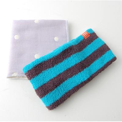 ふるさと納税 忠岡町 ヘアバンド(15mmボーダーSO+BN)+ガーゼハンカチ(水玉PA)