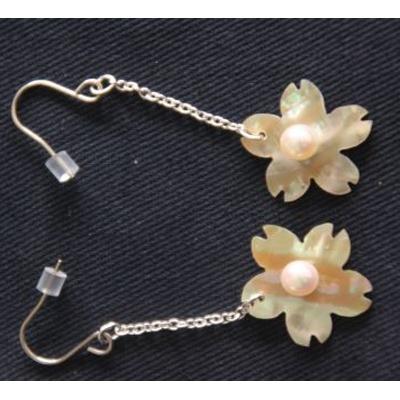 ふるさと納税 志摩市 貝と真珠 ピアス[桜:アワビ]