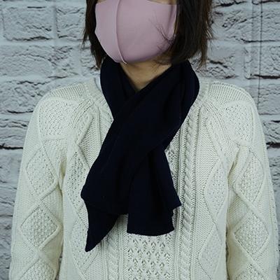 ふるさと納税 富士川町 カシミヤ100%ショートマフラー(ネイビー)