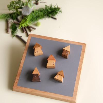 ふるさと納税 木津川市 [木のマグネット]木のおうち 小さな木のインテリア 5個セット