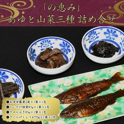 ふるさと納税 寒河江市 鮎と山菜三種佃煮 詰め合わせ 「の恵み」(あゆ甘露煮 しいたけ佃煮など)