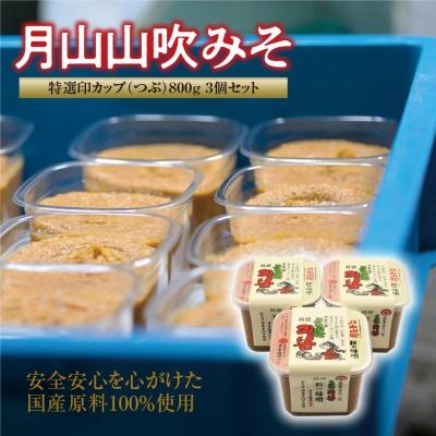 ふるさと納税 寒河江市 [国産の大豆とお米を100%使用した味噌]月山山吹みそ 特選印(つぶ)800g×3個